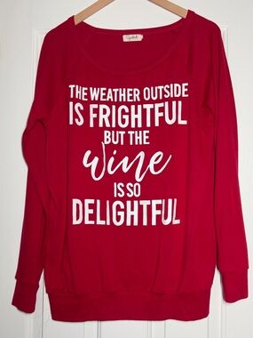 Spadehill Red Christmas Sweatshirt Wine Graphic Size Large
